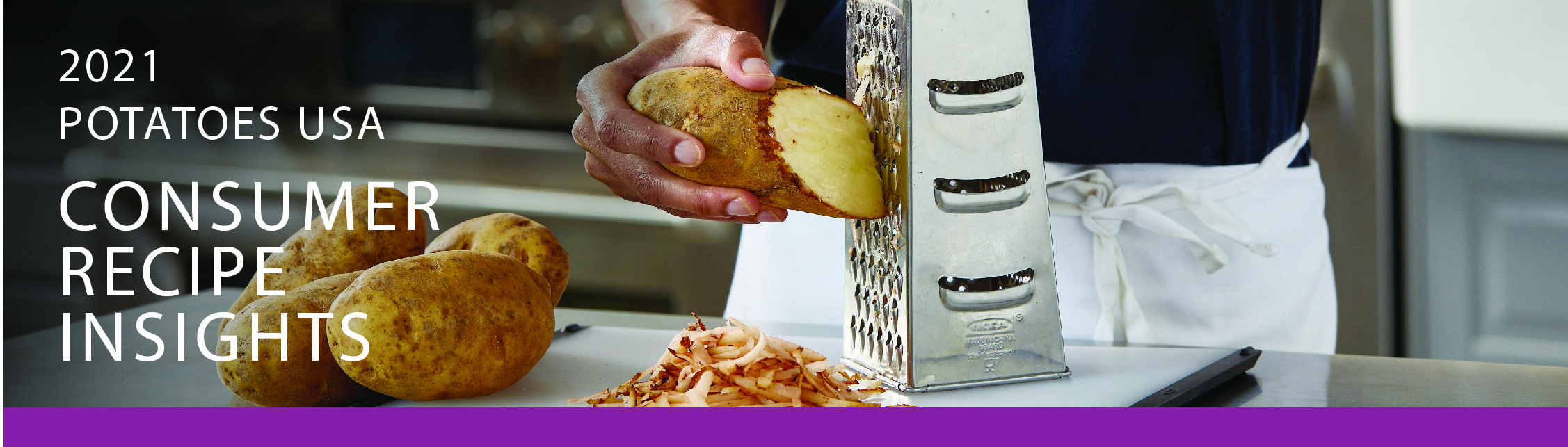 Consumer recipe Insights Header - shredding a potato