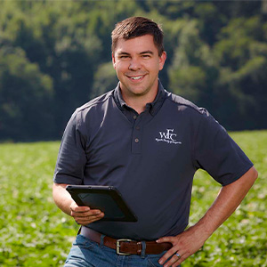 Mike Copas in a field