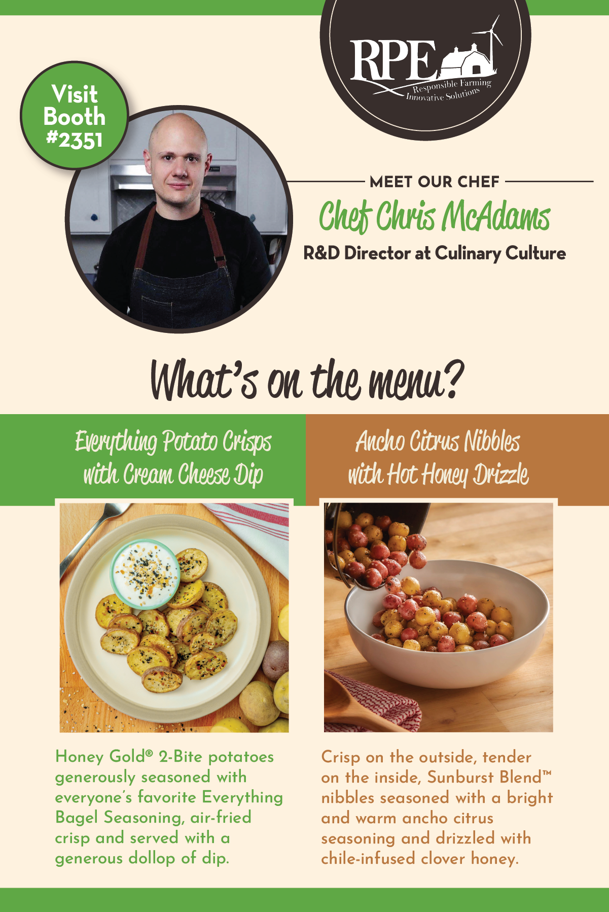 Visit Chef Chris McAdams at Booth #2351